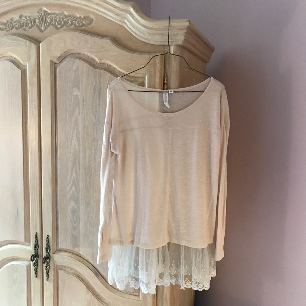 Long sleeve lace detail top